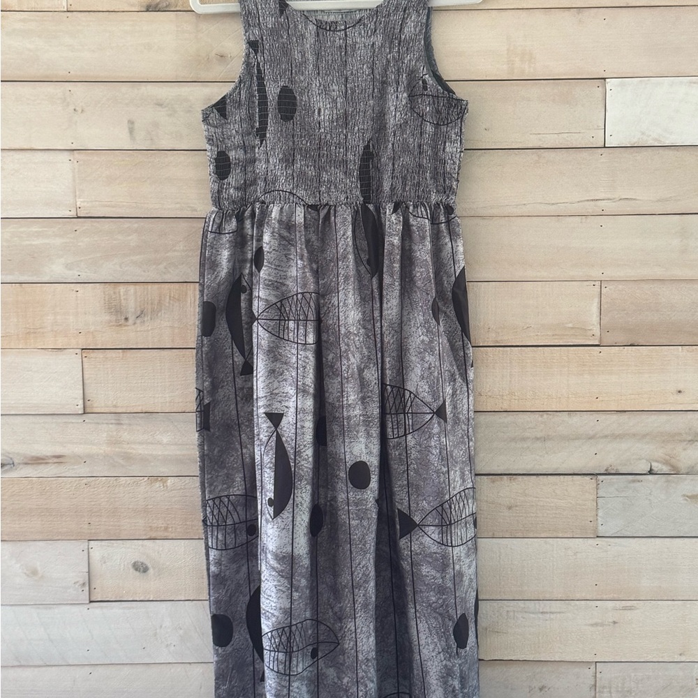 MISSLOOK Black and Gray Patterned Midi Dress